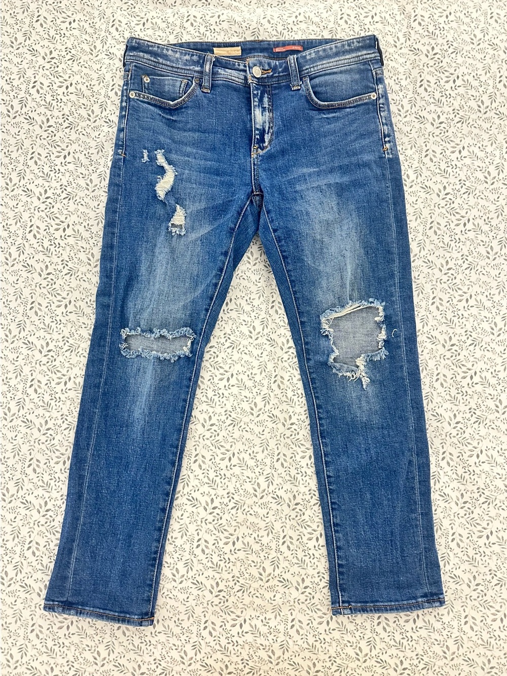Pilcro Blue Denim Slim Boyfriend Crop Jeans - nice comfortable stretch